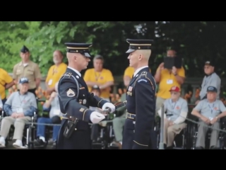 inspection of the weapons of the us army guard of honor, with a modified scale