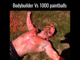 bodybuilder vs 1000 paintballs