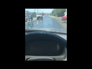 the girl stuck to poor-quality asphalt in the almaty region