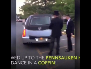 came to the prom at her school in a hearse and in a coffin