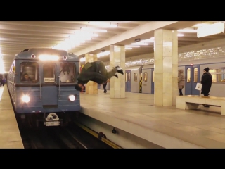 deadly somersault in front of a train