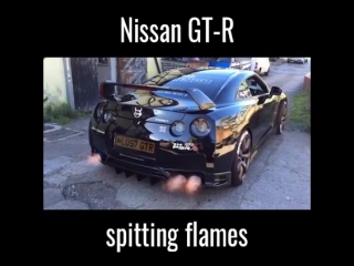 nissan gt-r spitting flames